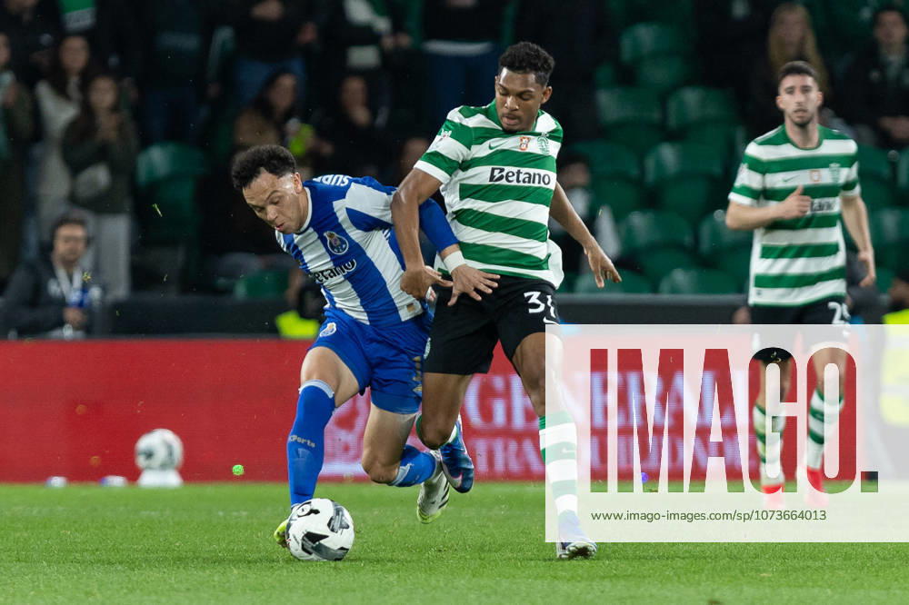 Porto forward from Brazil PEPE (11) and Sporting forward from Brazil LUIS GUILHERME (31) in action during the game of the 1st leg of the Semi Finals of the Portuguese Cup between Sporting and Porto at Estadio Jose de Alvalade Soccer 2026: Sporting 1:0 Porto - ZUMAs359 20260303_zsp_s359_120
