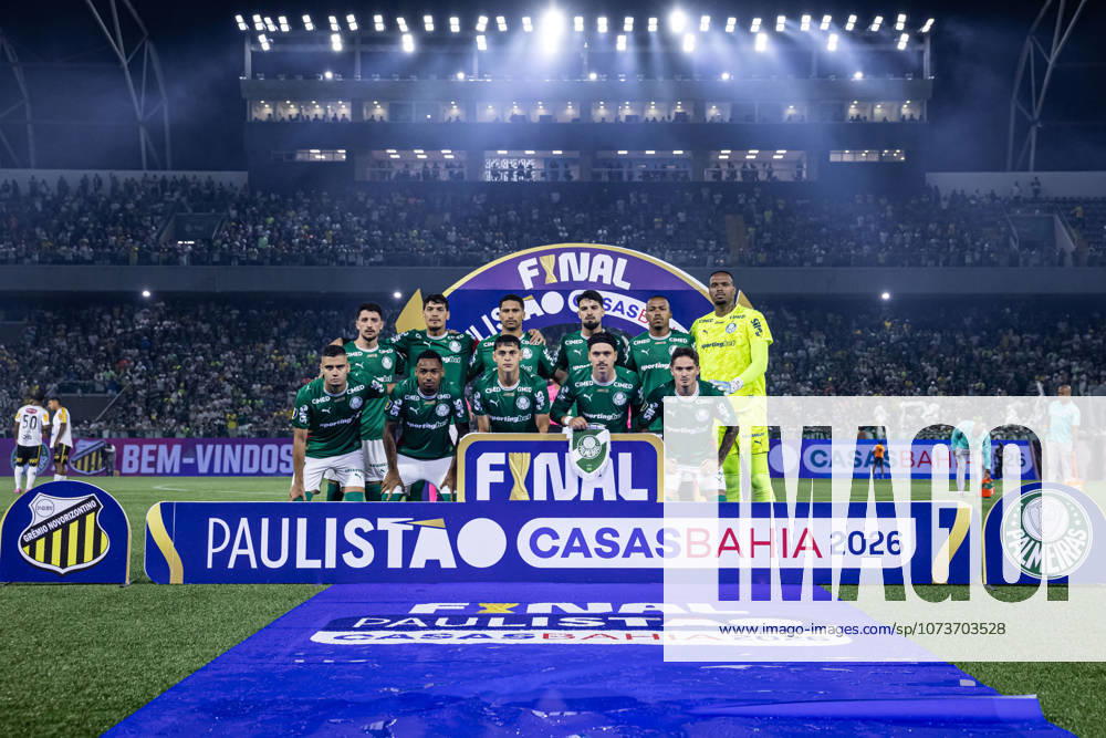 2026 Paulista Football Championship: Palmeiras vs. Novorizontino BARUERI, SAO PAULO, BRAZIL - MARCH 04: Palmeiras team lined up before the match between Palmeiras and Novorizontino, valid for the final of the 2026 Paulista Football Championship, this Wednesday (04), at Arena Crefisa Barueri, in Barueri, SP, Brazil on March 04, 2026.