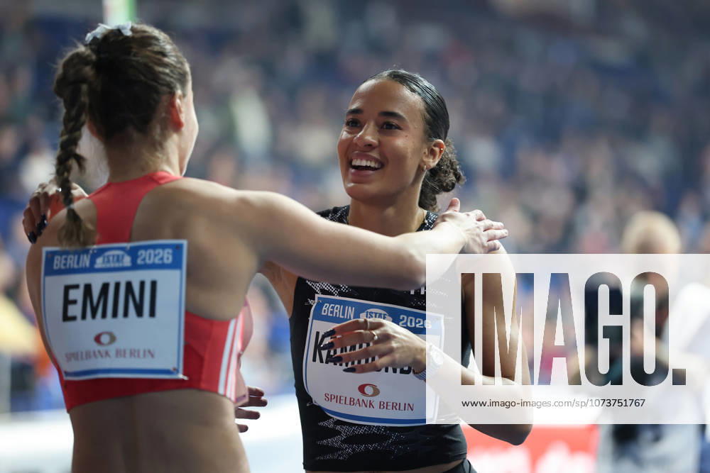 Ditaji KAMBUNDJI (SUI), 60m Hurdles Women, 100-metre hurdles world champion and Milica EMINI (SRB), 60m Hurdles Women, during the ISTAF Indoor Berlin at Uber Arena Berlin, March 6, 2026 in Berlin, Germany. Berlin Germany