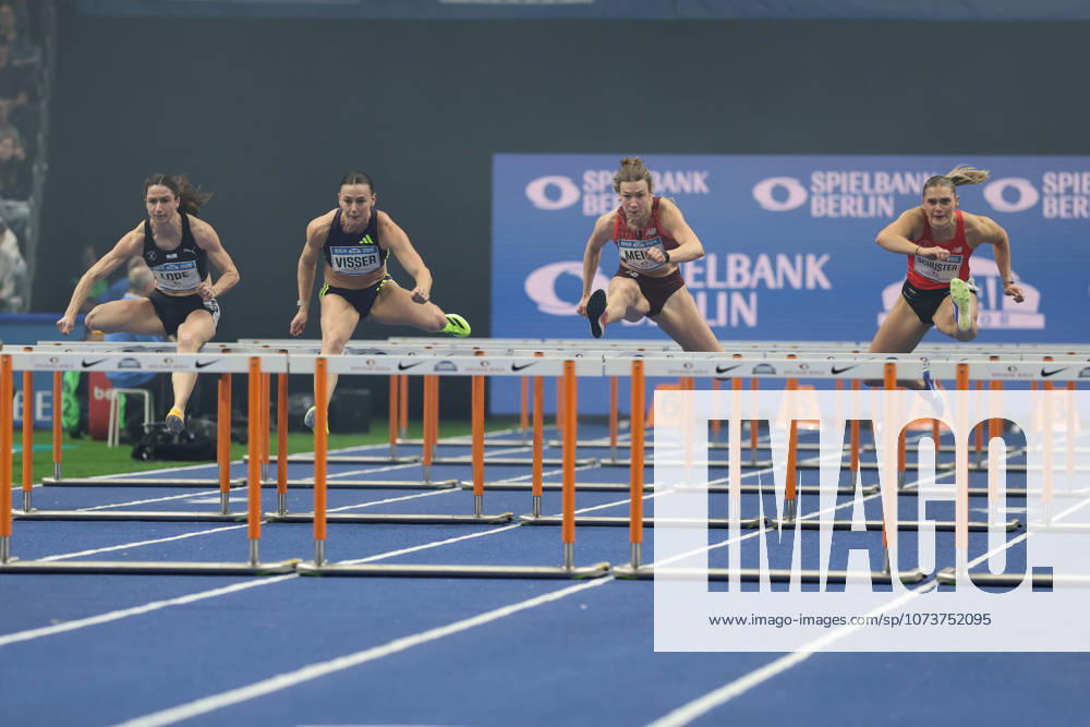 from left: Ricarda LOBE (GER), 60m Hurdles Women, Nadine VISSER (NED), 60m Hurdles Women, Two-time European champion 100-metre hurdles, Marlene MEIER (GER), 60m Hurdles Women, Franziska SCHUSTER (GER), 60m Hurdles Women, during the ISTAF Indoor Berlin at Uber Arena Berlin, March 6, 2026 in Berlin, Germany. Berlin Germany