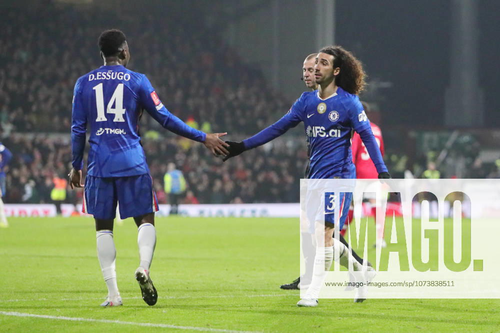 Wrexham FC v Chelsea, FA Cup Dario Essugo of Chelsea and Marc Cucurella of Chelsea during the FA Cup match between Wrexham FC and Chelsea at the Racecourse Ground, Wrexham, UK on 7 March 2026. Wrexham Racecourse Ground Wales UK Editorial use only DataCo restrictions apply See www.football-dataco.com ,