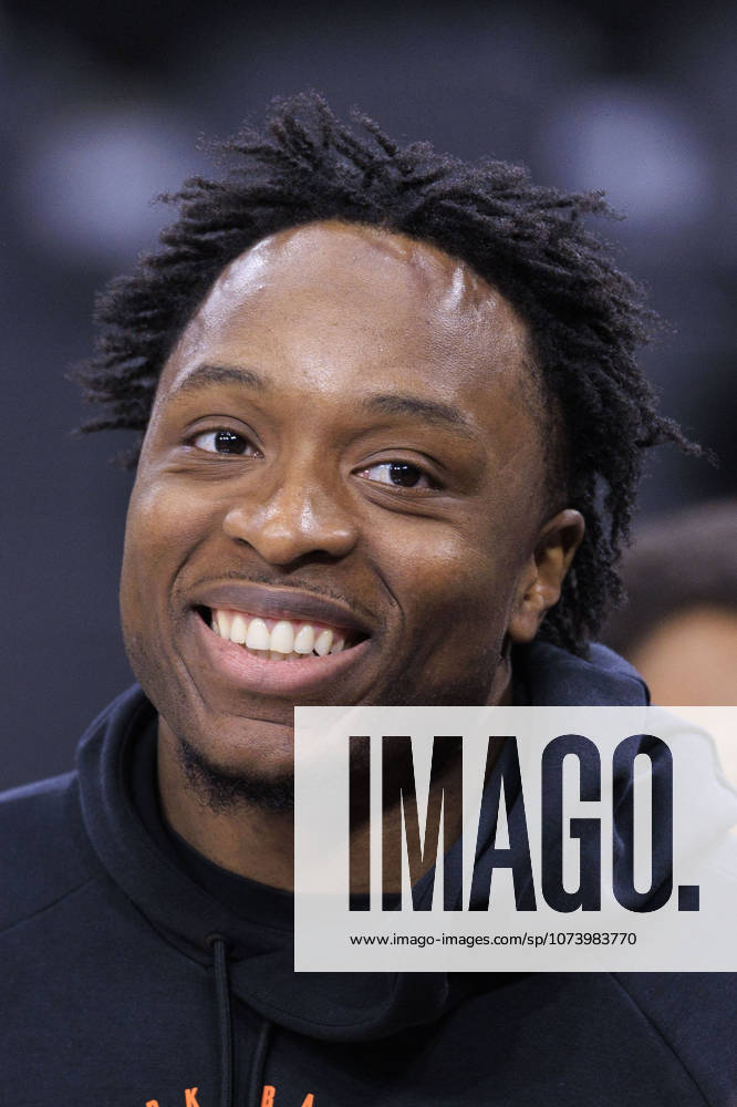 OG Anunoby 8 of the New York Knicks during warm ups prior to their regular season NBA, Basketball Herren, USA game against the Los Angeles Clippers on Monday March 9, 2026 at Intuit Dome in Inglewood, California. ARIANA RUIZ PI Inglewood USA - ZUMAp124 20260309_zaa_p124_044