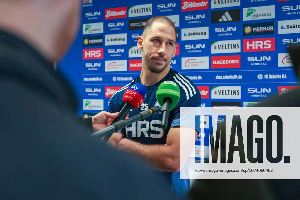Football training of FC Schalke 04 Media round with Nikola Katic FC Schalke 04 Gelsenkirchen Training ground FC Schalke 04 NRW Germany xRHR PHOTO YYx