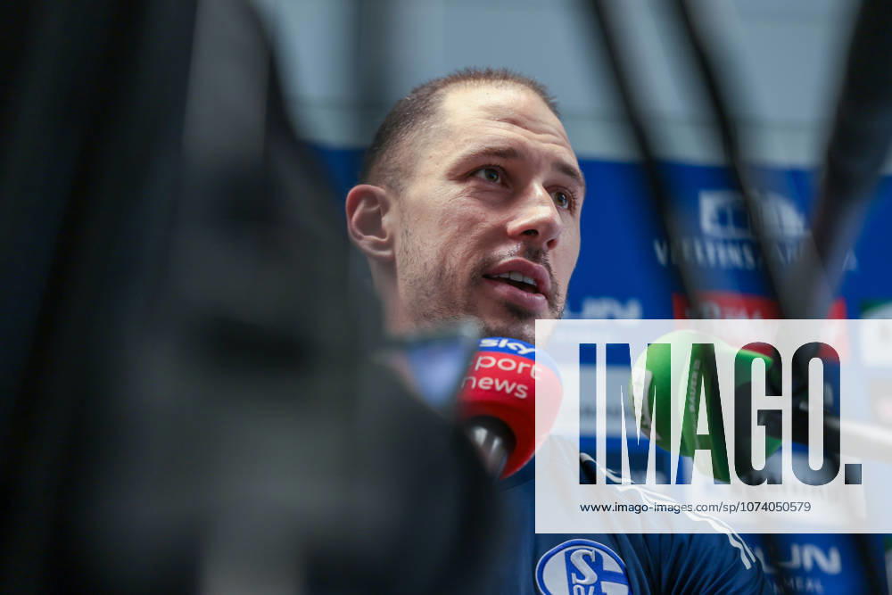 Football training of FC Schalke 04 Media round with Nikola Katic FC Schalke 04 Gelsenkirchen Training ground FC Schalke 04 NRW Germany xRHR PHOTO YYx