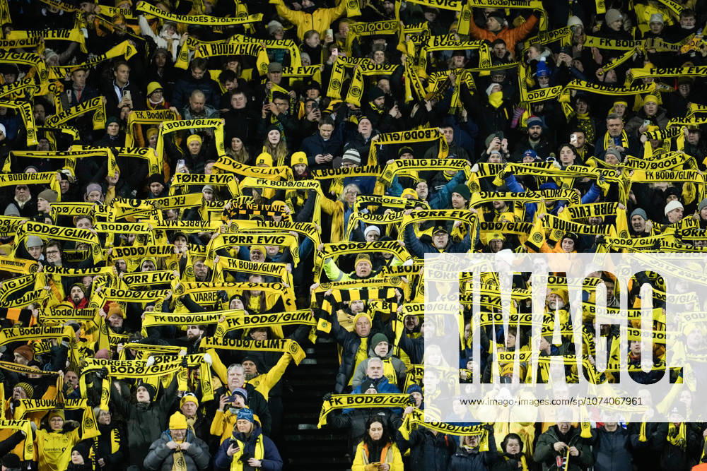 Football, Champions League 2025 2026 Bodo Glimt Sporting Lisbon Bodo, Norway 20260311 Bodo Glimt supporters before the Champions League football match between Bodo Glimt and Sporting Lisbon at Aspmyra stadium Photo Fredrik Varfjell NTB Bodo Norway RESTRICTED USE FOR BETTING COMPANIES
