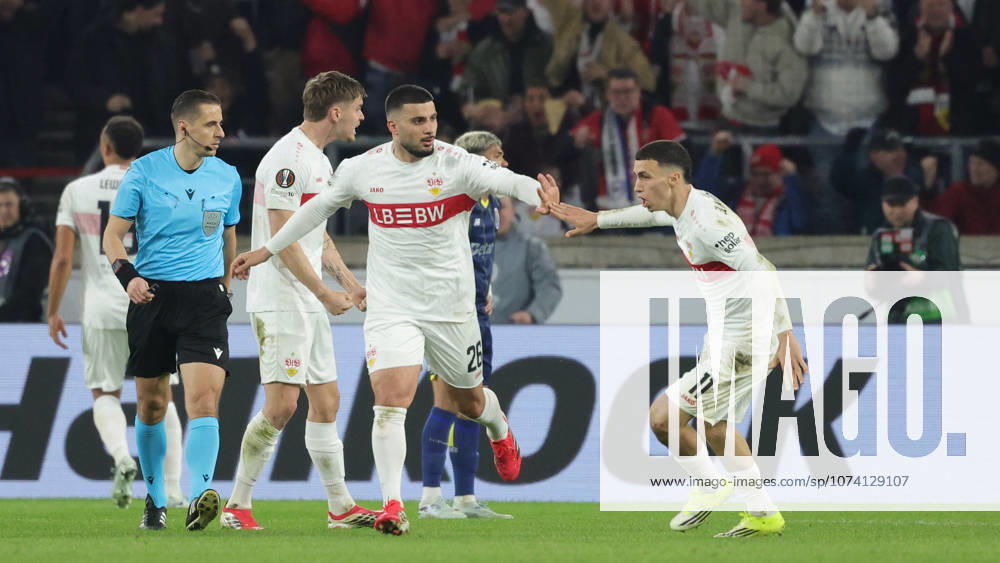 Stuttgart, Football UEFA Europa League, Season 2025 2026, VfB Stuttgart vs FC Porto, Deniz Undav VfB cheers after scoring the goal to 1-2