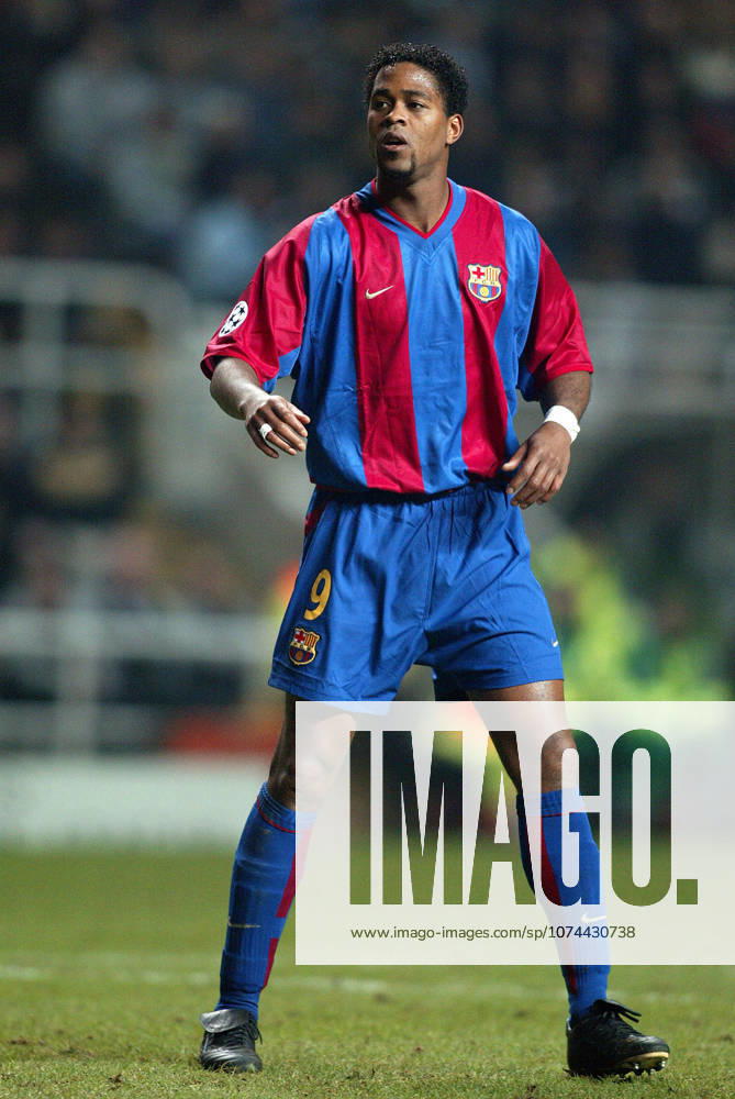 Newcastle United V Barcelona, UEFA Champions League Group A Patrick Kluivert of Barcelona in action during the UEFA Champions League Group A match between Newcastle United and Barcelona at St James S Park on March 19, 2003 in Newcastle, England. Newcastle St James S Park England United Kingdom