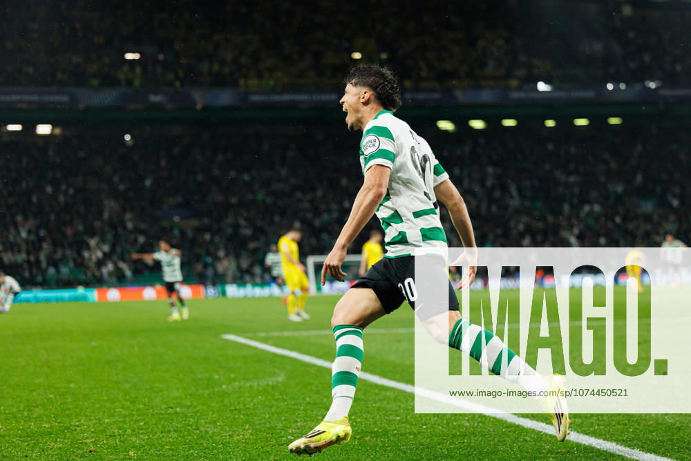 Rafael Nel seen celebrating after goal during UEFA Champions League Round of 16 game between teams of Sporting CP and FK Bodo Glimt at Estadio Jose Alvalade (Maciej Rogowski Ball Raw Images) Lisbon Estadio Jose Alvalade Portugal