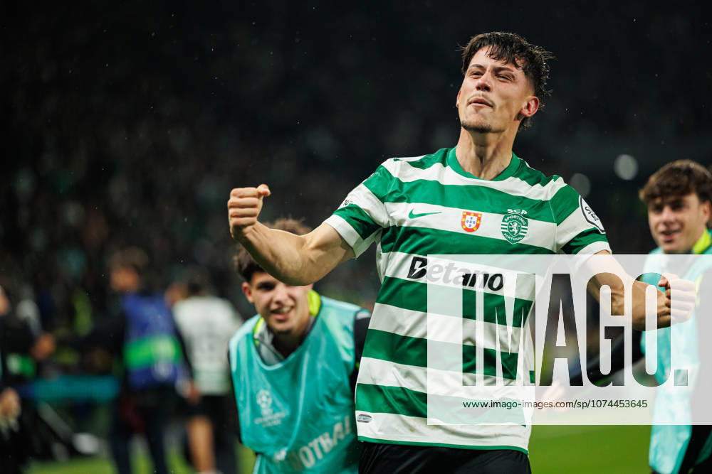 Rafael Nel seen celebrating after goal during UEFA Champions League Round of 16 game between teams of Sporting CP and FK Bodo Glimt at Estadio Jose Alvalade (Maciej Rogowski Ball Raw Images) Lisbon Estadio Jose Alvalade Portugal