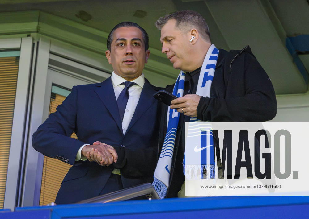 Chelsea v Paris Saint-Germain - Champions League - Stamford Bridge. Chelsea v Paris Saint-Germain - Champions League - Stamford Bridge. Chelsea co-owners Todd Boehly and Behdad Eghbali before the match. Picture : Mark Pain London England