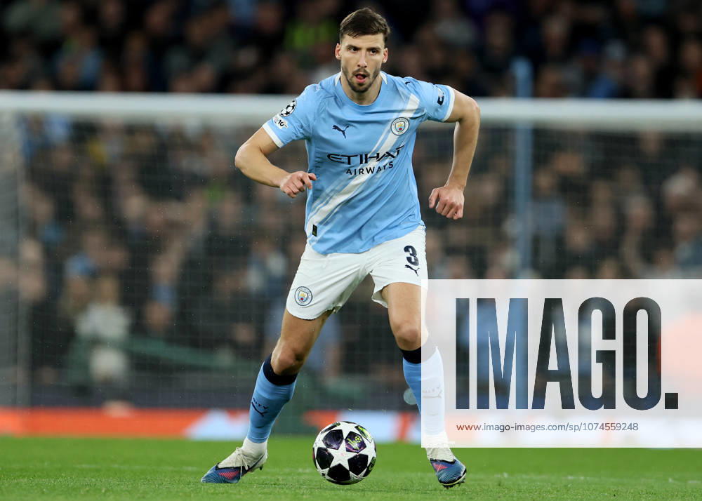 Manchester City FC v Real Madrid CF - UEFA Champions League 2025 26 Round of 16 Second Leg Ruben Dias of Manchester City on the ball during the UEFA Champions League 2025 26 Round of 16 Second Leg match between Manchester City FC and Real Madrid CF at City of Manchester Stadium on March 17, 2026 in Manchester, England. WARNING! This Photograph May Only Be Used For Newspaper And Or Magazine Editorial Purposes. May Not Be Used For Publications Involving 1 player, 1 Club Or 1 Competition Without Written Authorisation From Football DataCo Ltd. For Any Queries, Please Contact Football DataCo Ltd on +44 (0) 207 864 9121 Manchester City of Manchester Stadium England United Kingdom