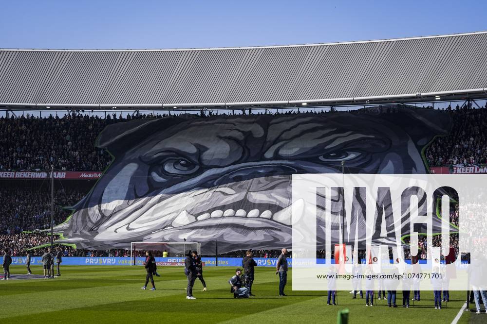 ROTTERDAM - Feyenoord supporters unfurl a banner ahead of the Dutch Eredivisie match between Feyenoord and AFC Ajax at Feyenoord stadium De Kuip on March 22, 2026, in Rotterdam, the Netherlands. TOBIAS KLEUVER ANP Eredivisie 2025-2026 ANPxSportx IVx 554072484 originalFilename: 554072484