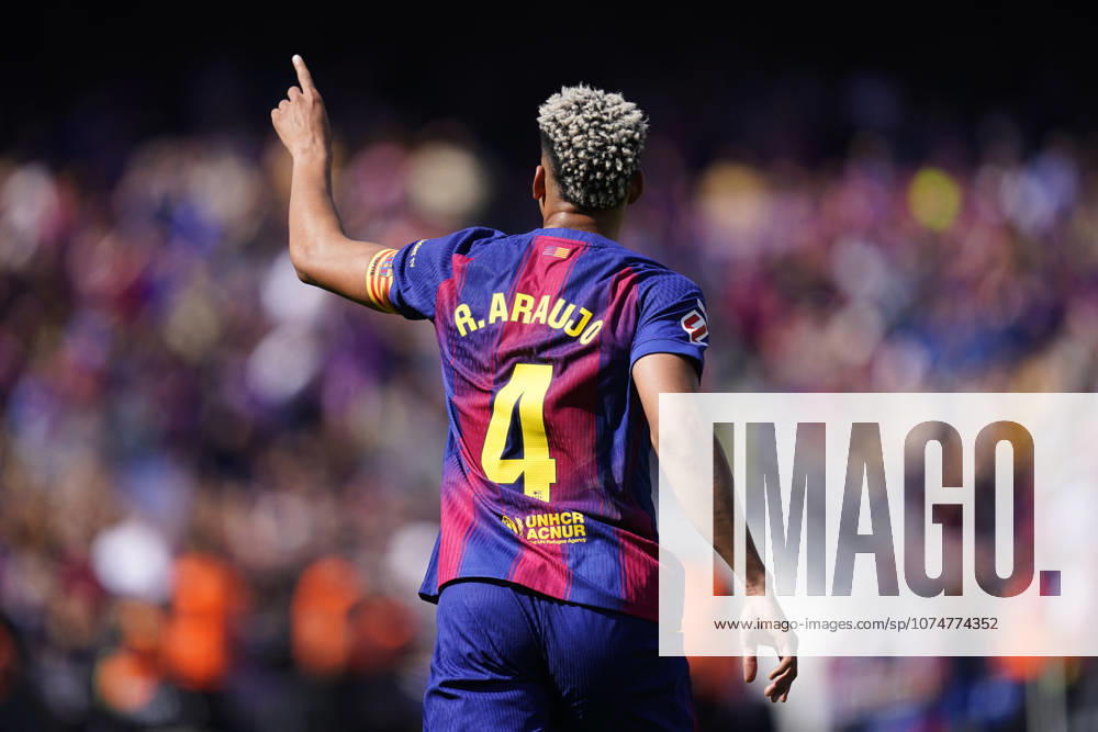 ESP: FC Barcelona, Barca - Rayo Vallecano. La Liga EA Sports. Date 29 Ronald Araujo of FC Barcelona celebrates the 1-0 during the La Liga EA Sports match between FC Barcelona and Rayo Vallecano played at Spotify Camp Nou Stadium on 22 March 2026 in Barcelona, Spain. kpng