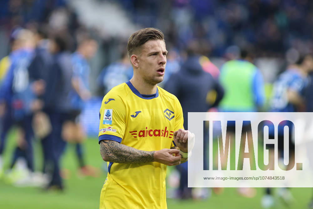 Atalanta BC v Hellas Verona FC - Serie A Tomas Suslov of Hellas Verona FC reacts at the end of the Atalanta BC vs Hellas Verona 30th Serie A Enilive 2025-26 game at New Balance Arena in Bergamo, Italy, on March 22, 2026. Bergamo Italy