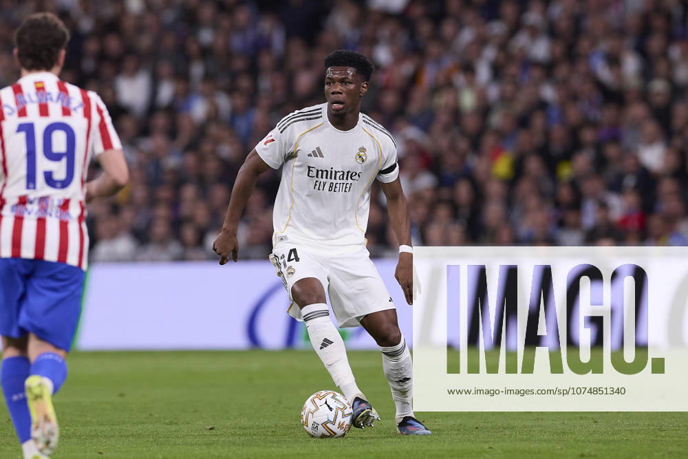Real Madrid CF Vs Atletico Madrid in Spain - 22 Mar 2026 Aurelien Tchouameni of Real Madrid CF seen in action during the LaLiga EA Sports 2025 2026 week 29 football match between Real Madrid CF and Atletico Madrid at Santiago Bernabeu stadium. Final score: Real Madrid CF 3:2 Atletico Madrid. Madrid Spain