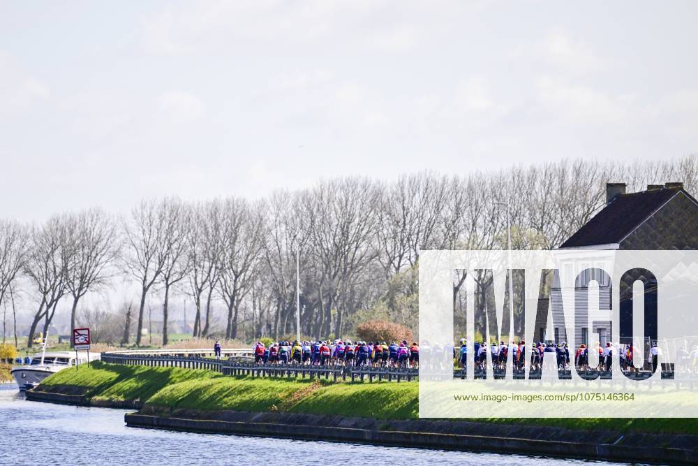 In Flanders Fields From Middelkerke to Wevelgem 2026 Cycling Race WEVELGEM, BELGIUM - MARCH 29 : Illustration picture of the peloton during the 88th edition of In Flanders Fields From Middelkerke to Wevelgem an UCI World Tour 1.UWT one day cycling road race for Men Elite of 240 km with start in Middelkerke and finish in Wevelgem on March 29, 2026 in Wevelgem, Belgium, 29 03 2026 ( Motordriver Guy De Vuyst - Wevelgem Belgium