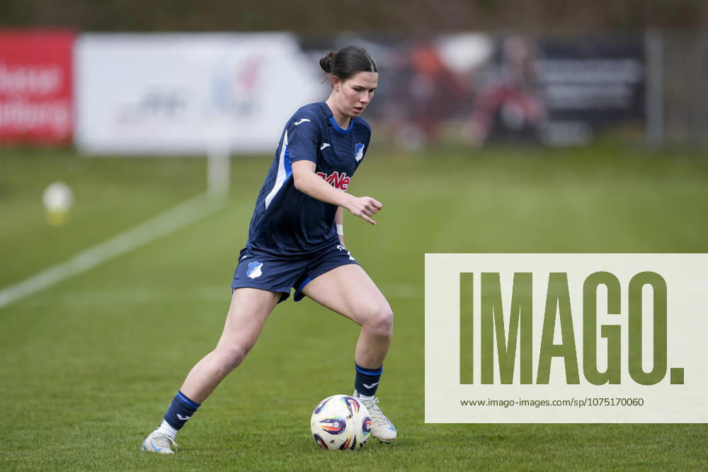 Victoria Säring TSG II, 27 , on the ball, cropped, full body, single image, single photo, action, action, 29 03 2026, St Leon Rot Germany , Soccer, Women, Regionalliga Süd, TSG 1899 Hoffenheim U20 SV 67 Weinberg, 29 03 2026, St Leon Rot Germany , Soccer, Women, Regionalliga Süd, TSG 1899 Hoffenheim U20 SV 67 Weinberg, DFB DFL REGULATIONS PROHIBIT ANY USE OF PHOTOGRAPHS AS IMAGE SEQUENCES AND OR QUASI VIDEO