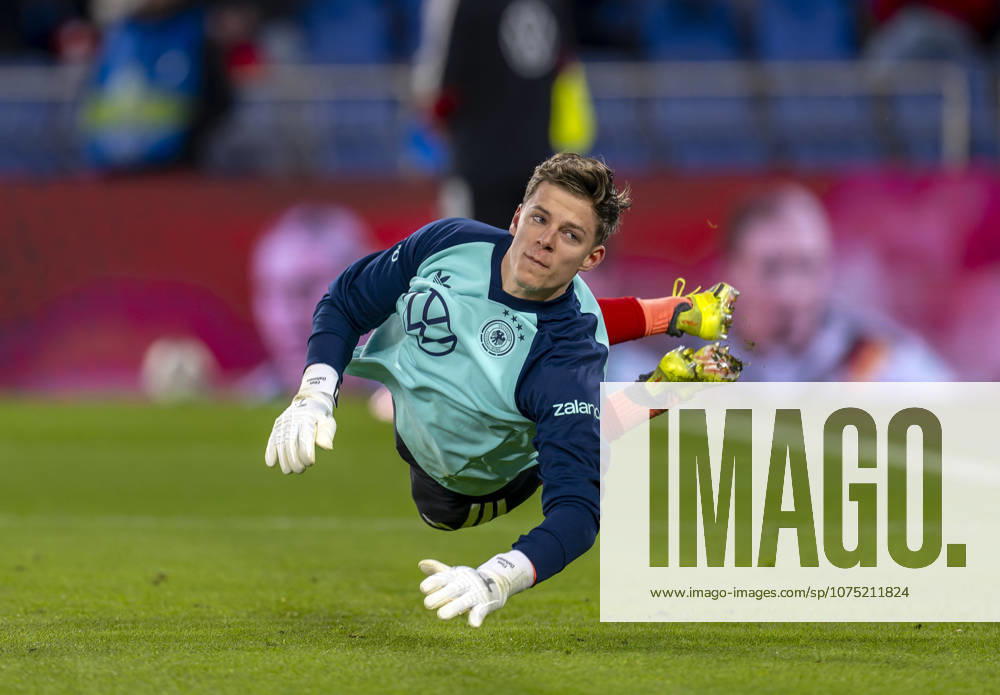 Friendly international soccer match, Switzerland Germany, at St Jakob Park stadium in Basel Switzerland Goalkeeper Finn Dahmen Germany warming up