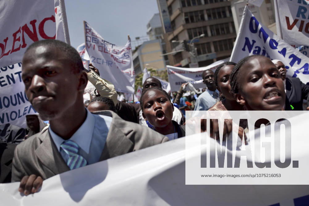 Feb 23, 2013 - Nairobi, Kenya - Demonstration in Nairobi against the violence that followed the 2007 elections and calling for peaceful elections next 4th of March.