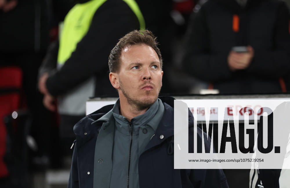 Germany Ghana, Football, Mens season 2025 2026, International match, Friendly match, MHP Arena Julian Nagelsmann, national coach Germany standing in front of the coaching bench with a naked look to the left