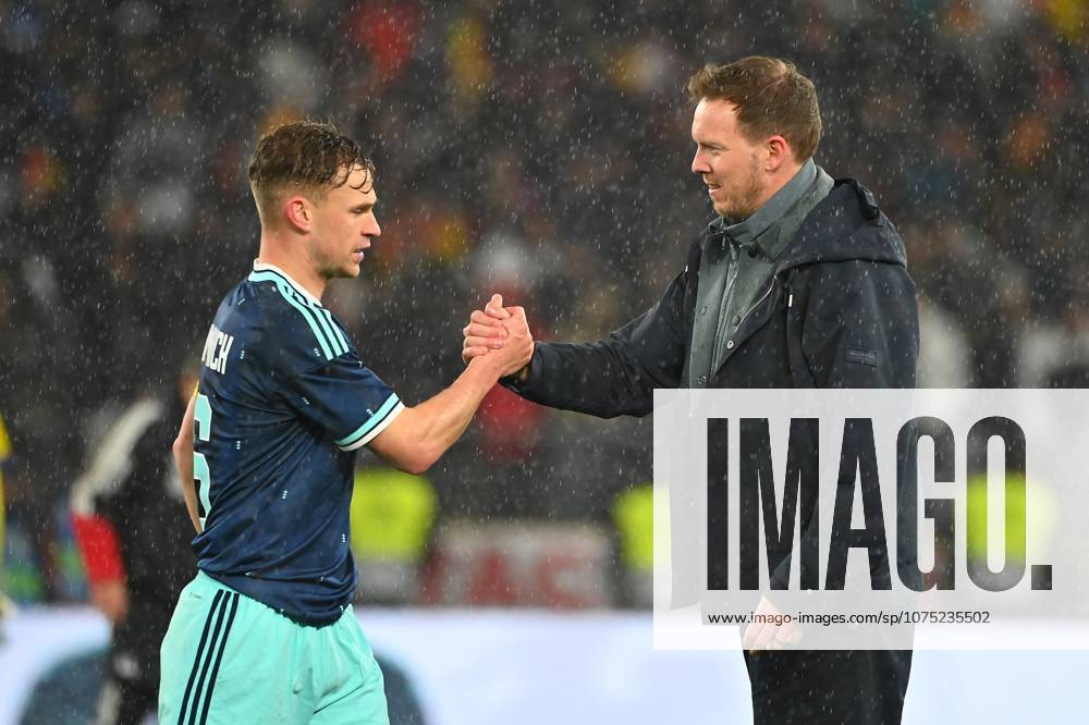 Final cheer Joshua KIMMICH GER , national coach Julian NAGELSMANN GER , shake hands Soccer international Germany Ghana 2 1 on 30 03 2026 MHP ARENA