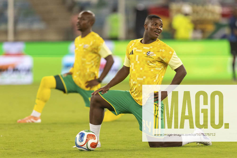 Mbekezeli Mbokazi of South Africa warm up during the International Friendly, Länderspiel, Nationalmannschaft between South Africa and Panama, held as part of preparations for the 2026 World Cup, at Moses Mabhida Stadium in Durban on 27 March 2026. Photo: Sportzpics
