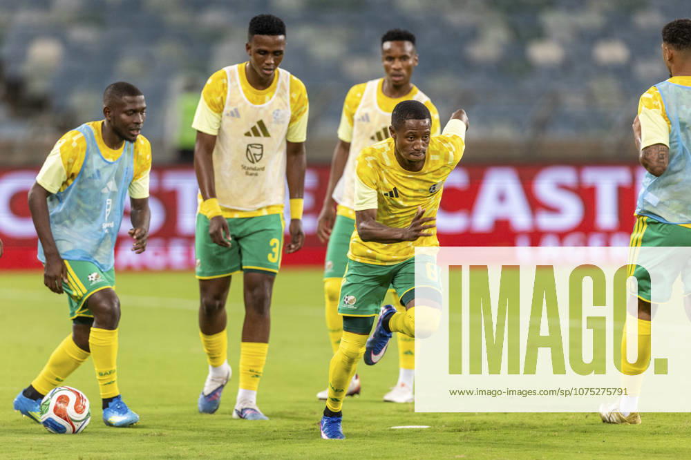 South Africa warm up during the International Friendly, Länderspiel, Nationalmannschaft between South Africa and Panama, held as part of preparations for the 2026 World Cup, at Moses Mabhida Stadium in Durban on 27 March 2026. Photo: Sportzpics