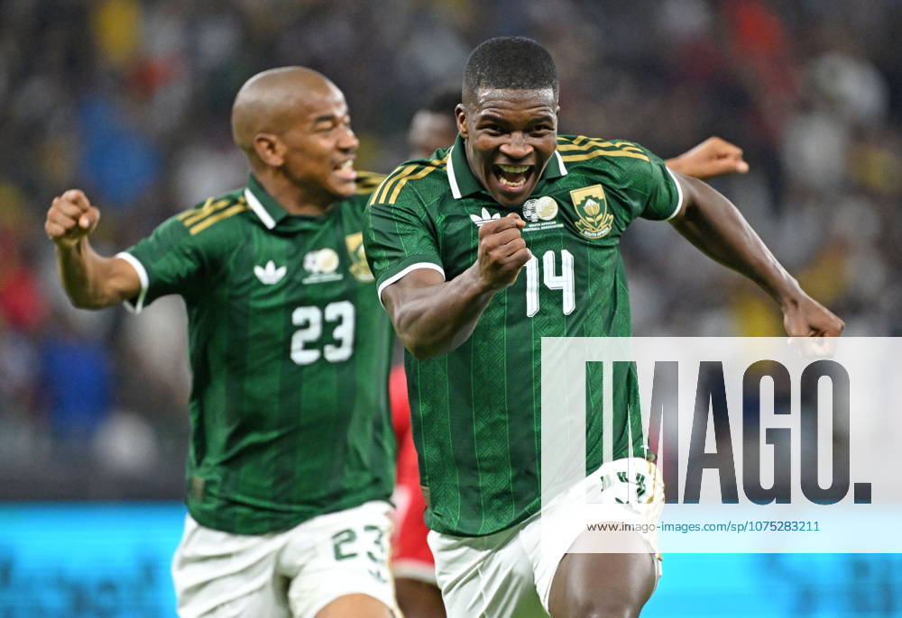 Soccer International Friendly, Länderspiel, Nationalmannschaft - South Africa v Panama Mbekezeli Mbokazi of South Africa runs to celebrate his goal during the International Friendly soccer game between South Africa and Panama at Cape Town Stadium, South Africa, 31 March 2026. Cape Town South Africa