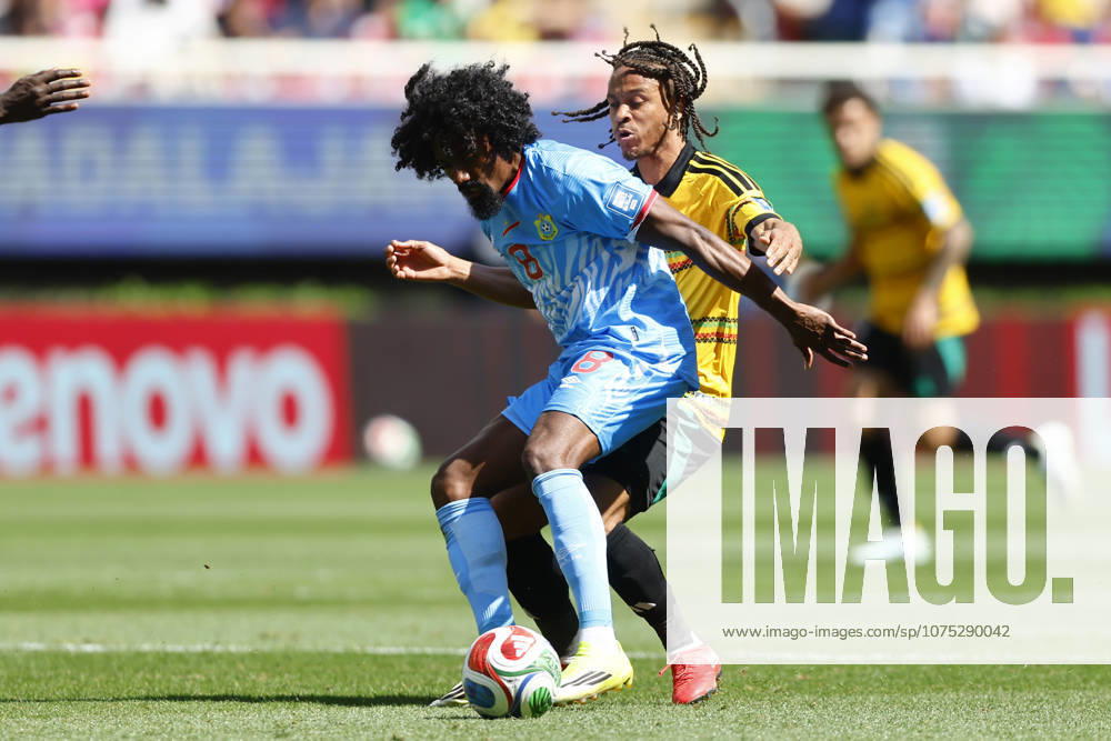 RD Congo v Jamaica - 2026 FIFA World Cup, WM, Weltmeisterschaft, Fussball Qualifying ZAPOPAN, MEXICO- MARCH 31: Samuel Moutoussamy (L) of RD Congo fights for the ball with Leon Bailey (R) of Jamaica during a World Cup 2026 playoff qualifying football match between RD Congo and Jamaica, at the Guadalajara Stadium in Zapopan, Mexico on March 31, 2026. Stringer Anadolu Zapopan Mexico. Editorial use only. Please get in touch for any other usage.