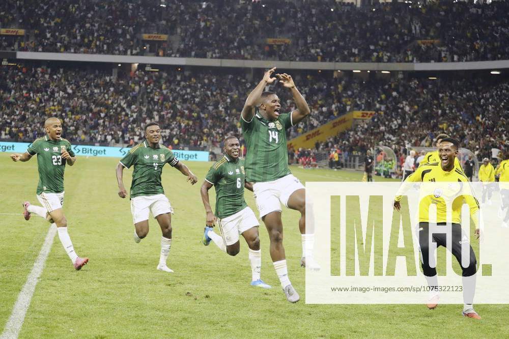 Mbekezeli Mbokazi of South Africas celebrates his goal during the International Friendly, Länderspiel, Nationalmannschaft between South Africa and Panama, held as part of preparations for the 2026 World Cup, at The DHL Stadium in Cape Town on 31st March 2026. Photo: Ron Gaunt Sportzpics SPP