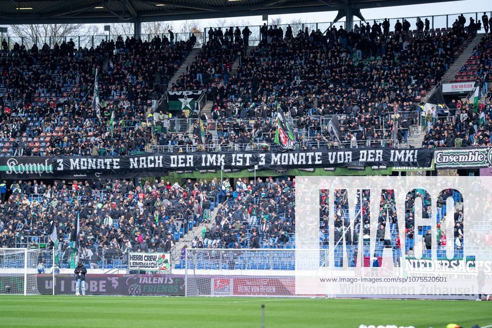 Germany 2 Bundesliga 2025 2026, Matchday 28 Hannover 96 vs SV Elversberg Heinz von Heiden Arena Hannover Fans Spectators Atmosphere Atmosphere Sports venue Banners Interior Ministers Conference IMK