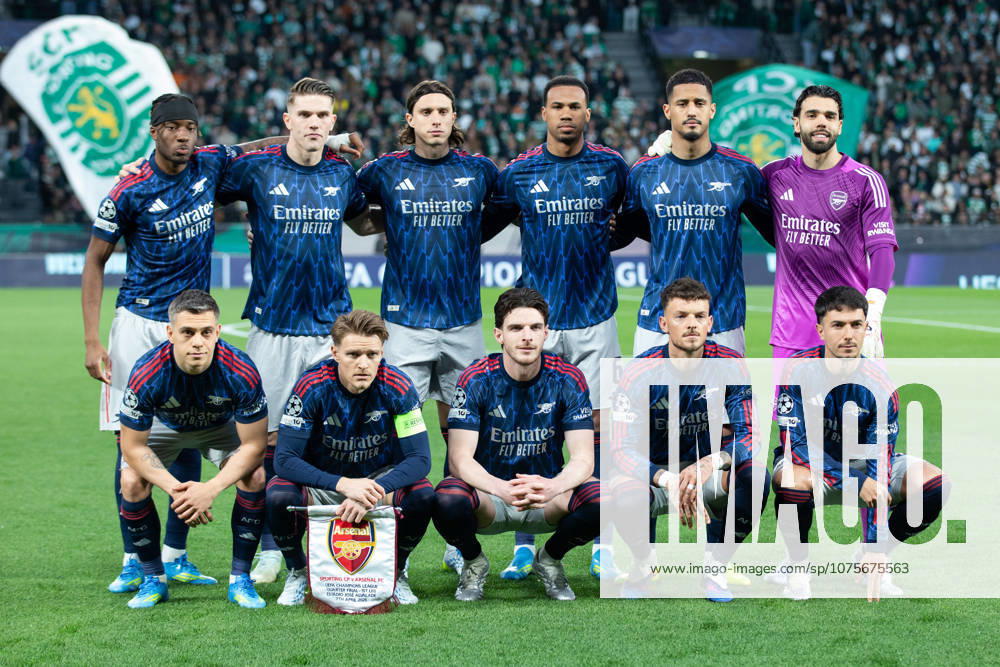 Arsenal starting team for the game for the 1st Leg of the Quarter-Finals for the UEFA Champions League between Sporting and Arsenal at Estadio Jose de Alvalade Lisbon Portugal - ZUMAs359 20260407_zsp_s359_029