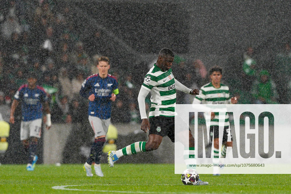 Sporting CP Vs Arsenal FC in Lisbon, Portugal - 07 Apr 2026 Ousmane Diomande of Sporting CP (C) seen in action during the UEFA Champions League 2025 26 Quarter-finals 1st leg between Sporting CP and Arsenal FC at Estadio Jose Alvalade. Final score: Sporting CP 0:1 Arsenal FC Lisbon Portugal