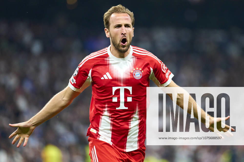 SOCCER-Matchday Round of Quarter-finals of UEFA Champions League match between Real Madrid CF and FC Bayern Munchen at Bernabeu Stadium on April 7, 2026. Harry Kane of FC Bayern Munchen celebrates his goal during the UEFA Champions League match between Real Madrid CF and FC Bayern Munchen at Bernabeu Stadium on April 7, 2026. Madrid Madrid Spain