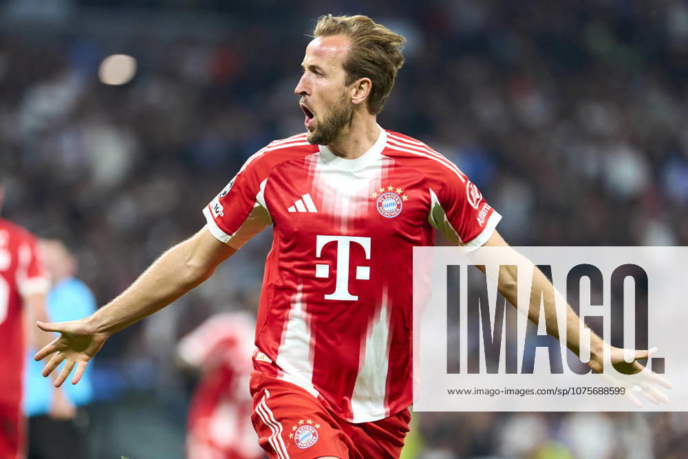 SOCCER-Matchday Round of Quarter-finals of UEFA Champions League match between Real Madrid CF and FC Bayern Munchen at Bernabeu Stadium on April 7, 2026. Harry Kane of FC Bayern Munchen celebrates his goal during the UEFA Champions League match between Real Madrid CF and FC Bayern Munchen at Bernabeu Stadium on April 7, 2026. Madrid Madrid Spain