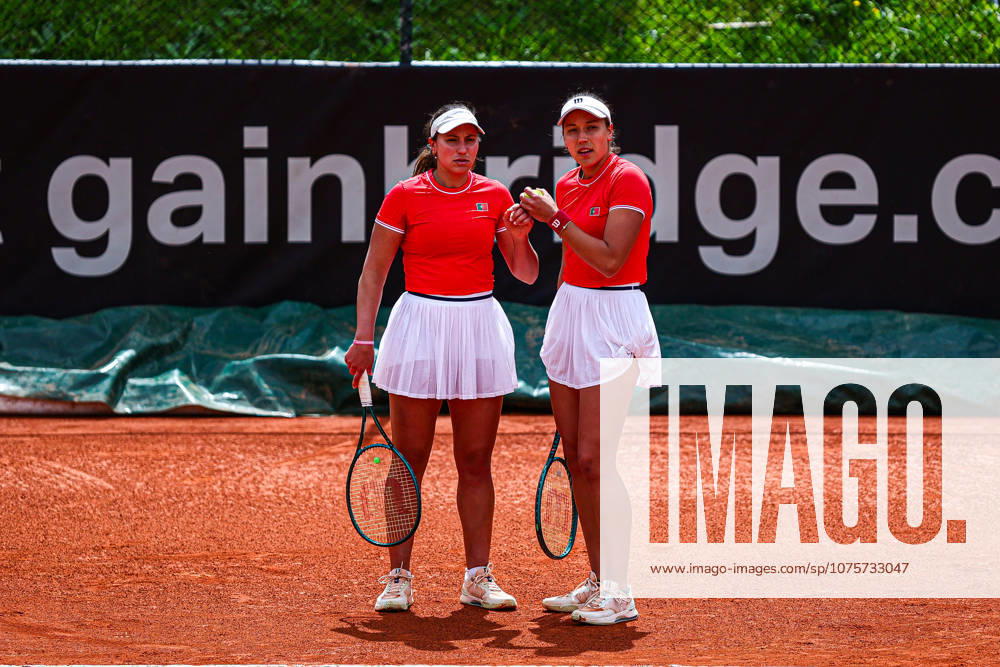 Billie Jean King Cup - Day 2 Francisca Jorge and Matilde Jorge of Portugal compete in the Billie Jean King Cup play-offs women s doubles match against Germany on day two of the Billie Jean King Cup play-offs at Clube de Tenis do Jamor in Lisbon, Portugal, on April 8, 2026. Lisbon Lisboa Portugal
