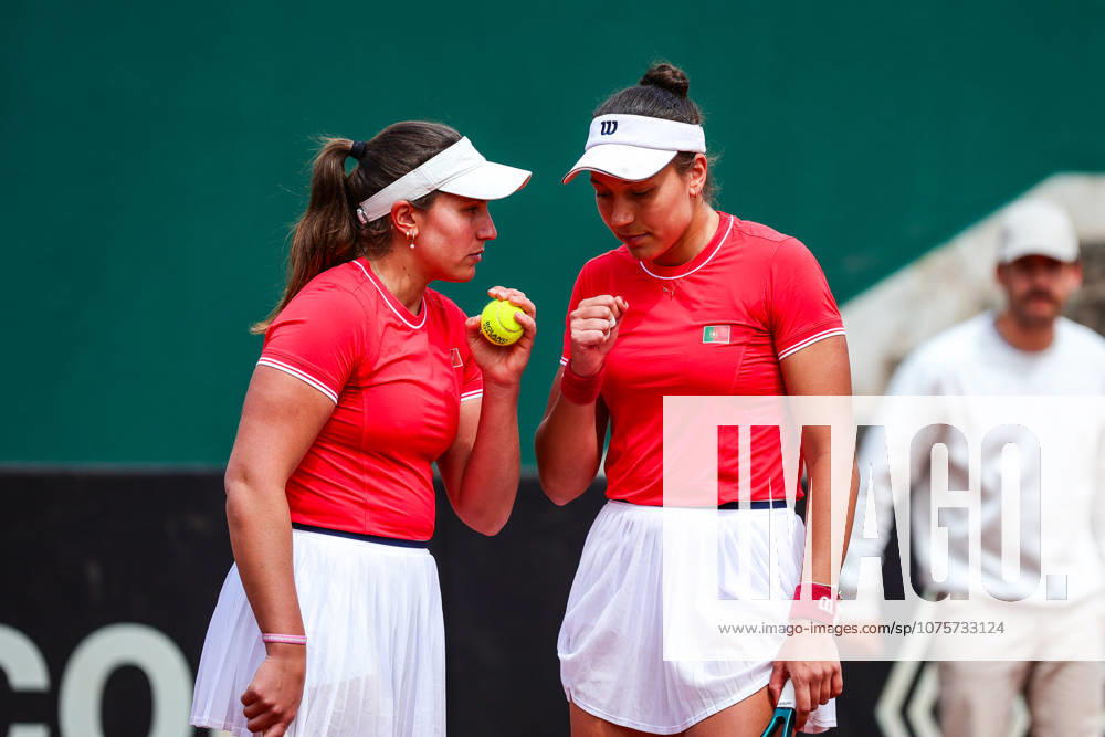 Billie Jean King Cup - Day 2 Francisca Jorge and Matilde Jorge of Portugal compete in the Billie Jean King Cup play-offs women s doubles match against Germany on day two of the Billie Jean King Cup play-offs at Clube de Tenis do Jamor in Lisbon, Portugal, on April 8, 2026. Lisbon Lisboa Portugal