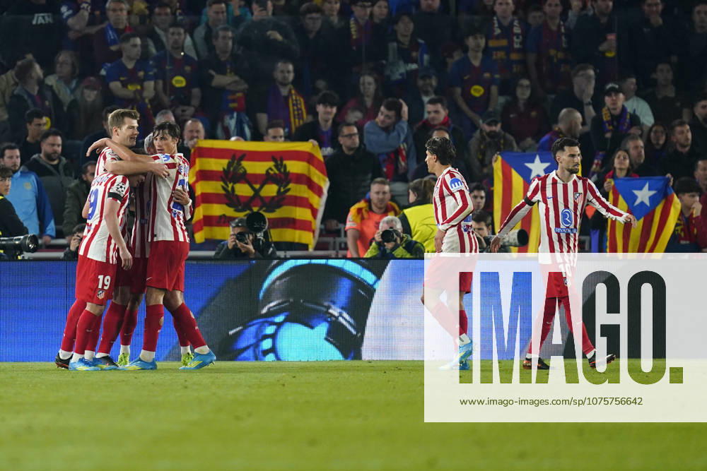 ESP: FC Barcelona, Barca - Atletico de Madrid. UEFA Champions League. Quarter-Finals, first leg. Alexander Sorloth of Atletico de Madrid celebrates the 0-2 during UEFA Champions League match, Quarter-Finals, first leg, between FC Barcelona and Atletico de Madrid played at Spotify Camp Nou Stadium on April 8, 2026 in Barcelona, Spain. kpng