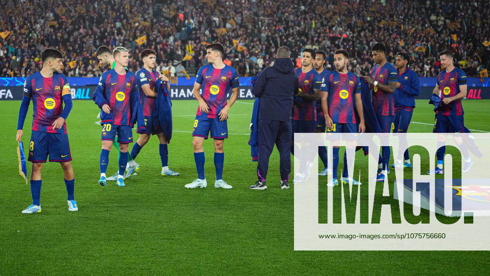 ESP: FC Barcelona, Barca - Atletico de Madrid. UEFA Champions League. Quarter-Finals, first leg. FC Barcelona team group, Mannschaftsbild, Totale during UEFA Champions League match, Quarter-Finals, first leg, between FC Barcelona and Atletico de Madrid played at Spotify Camp Nou Stadium on April 8, 2026 in Barcelona, Spain. kpng