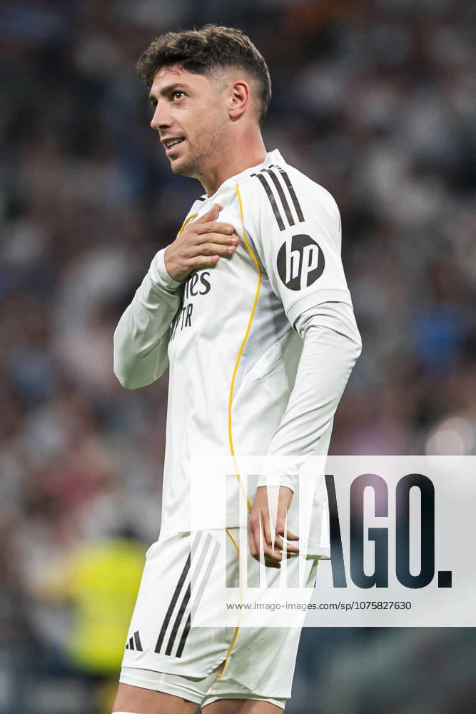 REAL MADRID CF v GIRONA. LA LIGA 2025 2026. ROUND 31. REAL MADRID CF v GIRONA FC. LA LIGA 2025 2026. ROUND 31. Real Madrid CFÂ s Federico Valverde celebrates a goal during La Liga match. April 10, 2026 (ALTERPHOTOS Tomas Garrido) MadridSpain