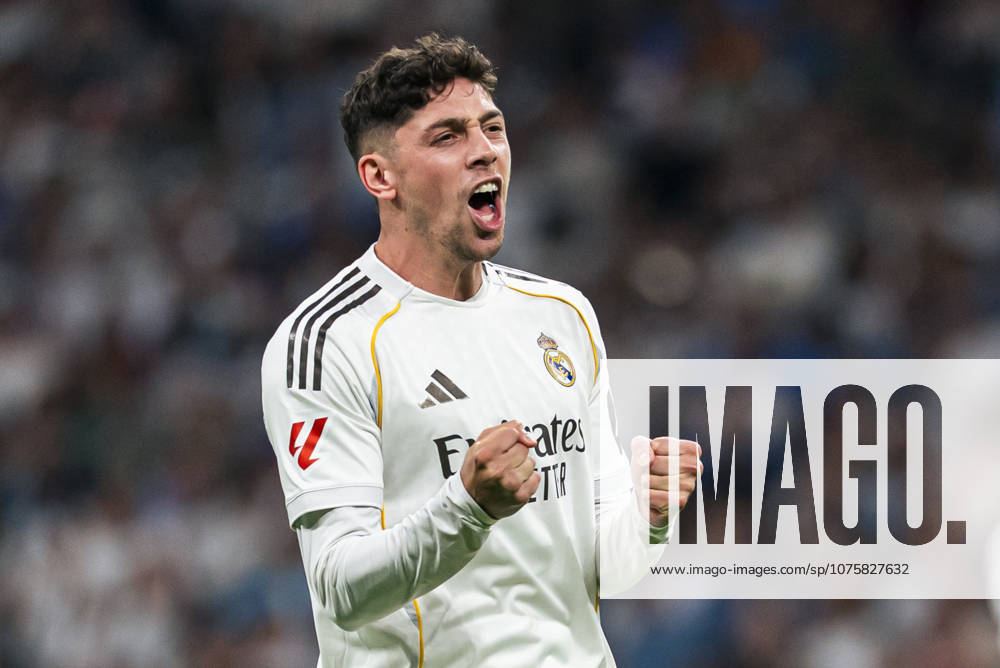 REAL MADRID CF v GIRONA. LA LIGA 2025 2026. ROUND 31. REAL MADRID CF v GIRONA FC. LA LIGA 2025 2026. ROUND 31. Real Madrid CFÂ s Federico Valverde celebrates a goal during La Liga match. April 10, 2026 (ALTERPHOTOS Tomas Garrido) MadridSpain