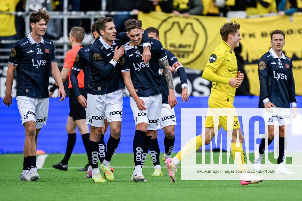Eliteserien in football 2026 Viking Bodo Glimt Stavanger 20260411 Vikings players celebrate after the 2 0 goal by Vikings Kristoffer Askildsen during the elite series football match between Viking and Bodo Glimt at Lyse Arena in Stavanger Photo Carina Johansen NTB Stavanger Norway RESTRICTED USE FOR BETTING COMPANIES