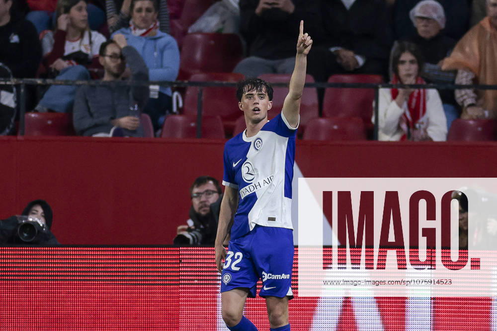 Sevilla FC v Atletico de Madrid - LaLiga EA Sports Javier Bonar of Atletico de Madrid celebrates a goal during the La Liga EA Sports match between Sevilla FC and Atletico de Madrid at Ramon Sanchez Pizjuan in Seville, Spain, on April 11, 2026. Seville Spain