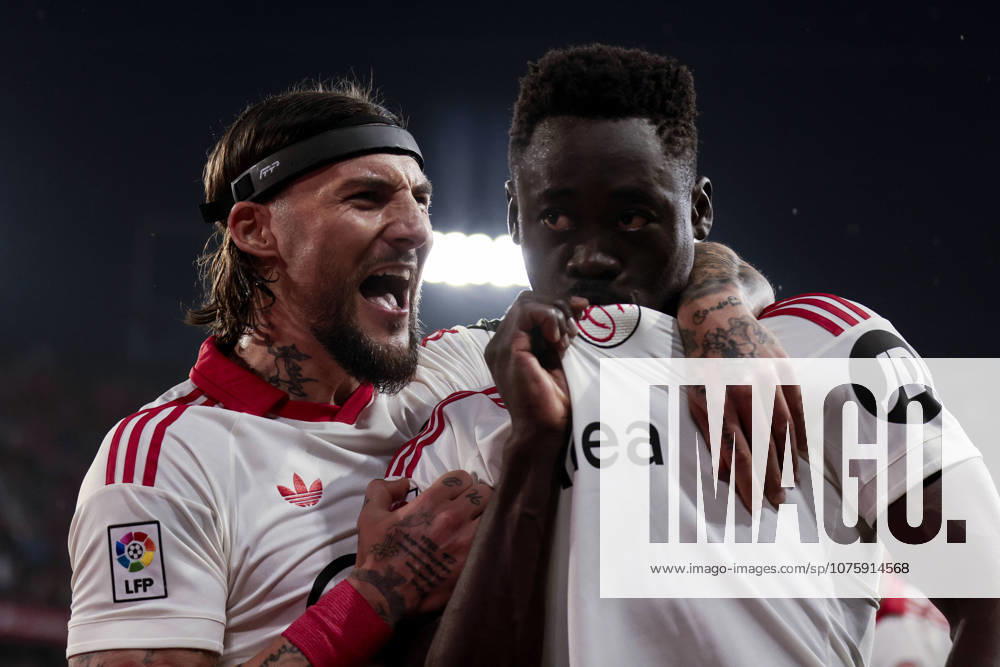 Sevilla FC v Atletico de Madrid - LaLiga EA Sports Akor Adams of Sevilla FC celebrates a goal during the La Liga EA Sports match between Sevilla FC and Atletico de Madrid at Ramon Sanchez Pizjuan in Seville, Spain, on April 11, 2026. Seville Spain