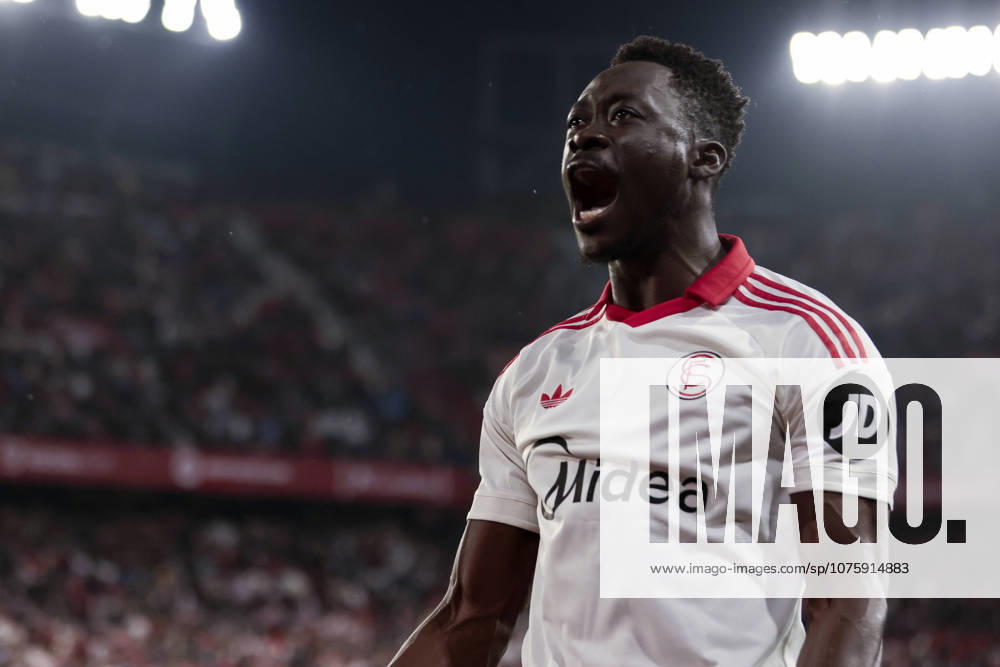 Sevilla FC v Atletico de Madrid - LaLiga EA Sports Akor Adams of Sevilla FC celebrates a goal during the La Liga EA Sports match between Sevilla FC and Atletico de Madrid at Ramon Sanchez Pizjuan in Seville, Spain, on April 11, 2026. Seville Spain