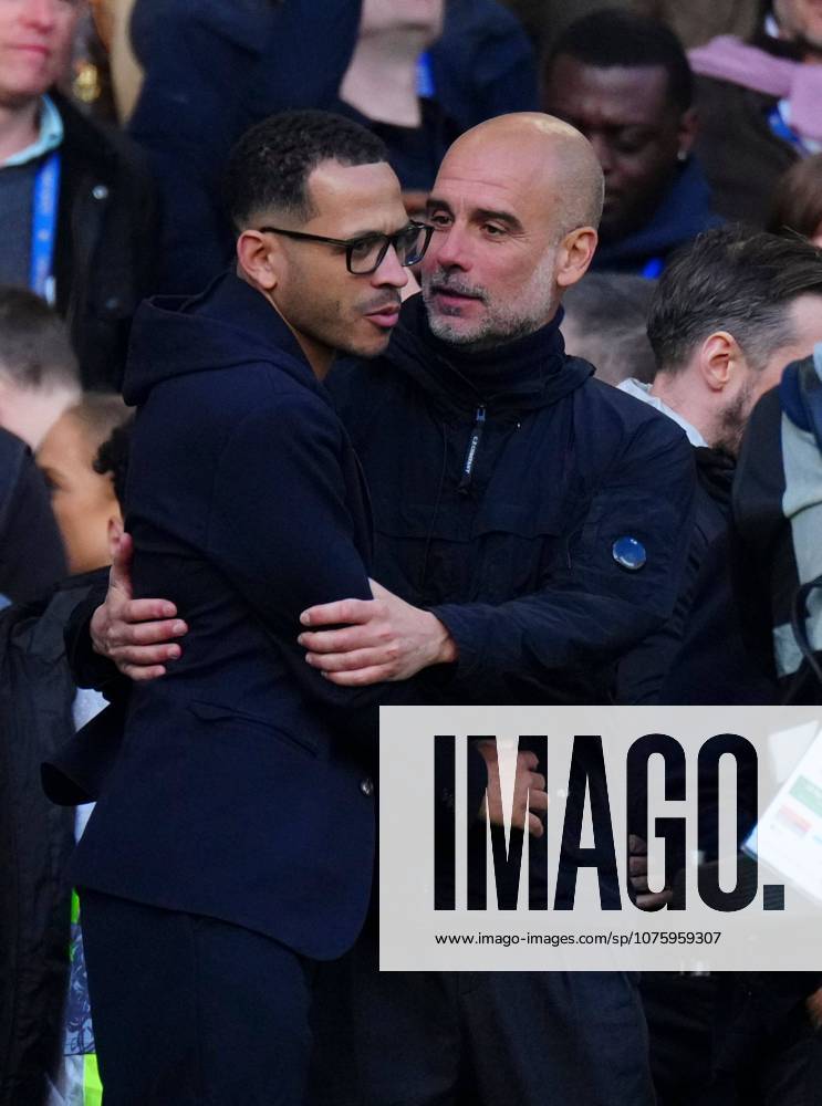 Chelsea manager Liam Rosenior and Manchester City Manager Pep Guardiola at full time Chelsea v Manchester City, Premier League, Football, Stamford Bridge, London, UK - 12 Apr 2026London Stamford Bridge United Kingdom