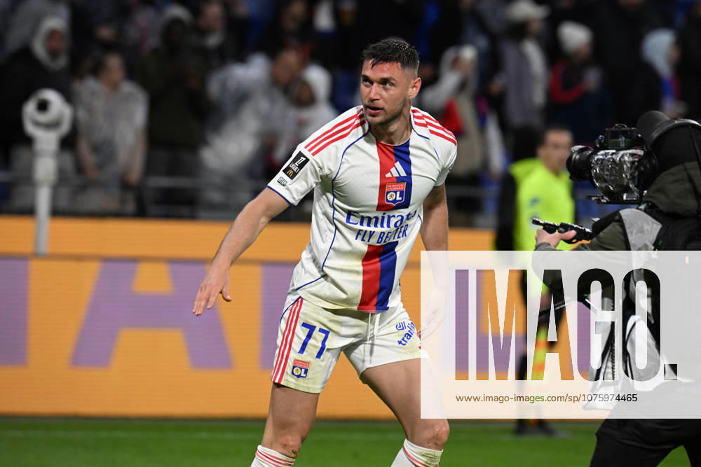 Football : Olympique Lyonnais v Lorient - French ligue 1- 12 04 2026 YAREMCHUK Roman of Lyon scoring goal during the French ligue 1 match between Olympique Lyonnais and Lorient at Groupama Stadium Decines Charpieu Lyon on April 12, 2026 , France LYONFrance