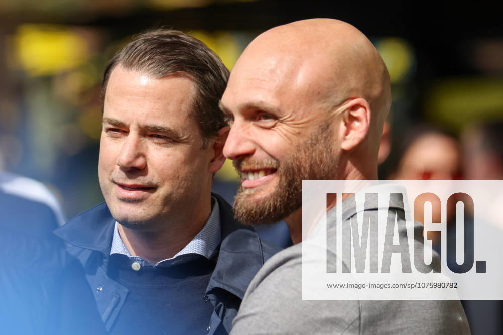 Dortmund, Germany 11 April 2026 1 Bundesliga 29 Matchday Borussia Dortmund vs Bayer Leverkusen Pictured from left BVB Managing Director Sport Lars Ricken BVB and BVB Sports Director Ole Book BVB DFL regulations prohibit any use of photographs as image sequences and or quasi video