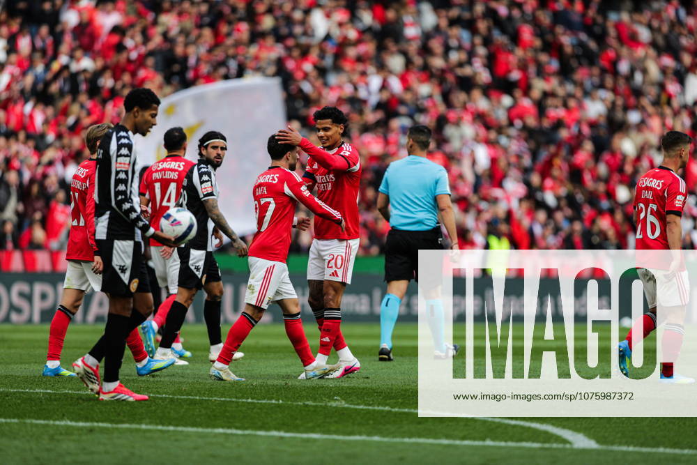 RAFA SILVA of Lisboa Benfica celebrating a goal with RICHARD RIOS of Sport Lisboa Benfica during the Liga Portugal Betclic 2025 26 match between SL Benfica and CD Nacional at Estadio da Luz. Lisbon Portugal - ZUMA 20260412_mda_a269_796