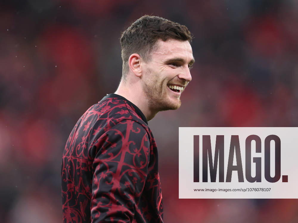 Liverpool, England, 14th April 2026. Andrew Robertson of Liverpool warms up before the Liverpool vs Paris Saint Germain UEFA Champions League quarter final 2nd leg match at Anfield, Liverpool. Picture credit should read: Jessica Hornby Sportimage . SPI_036_JH_Liverpool_PSG SPI-4687-0035